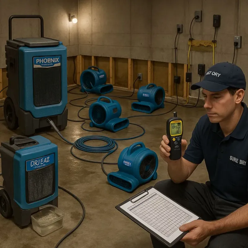 Structural Drying and Dehumidification process in Baird, TX